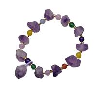 YOPI Natural Lavender Amethyst Raw Crystal Cluster - Irregular Shape Geometric Bracelet(Accessoriescolorful)