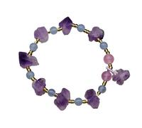 YOPI Natural Lavender Amethyst Raw Crystal Cluster - Irregular Shape Geometric Bracelet(Accessoriesnavyjade)
