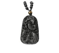 YOPI Natural Obsidian Fish Pendant - Leaping Carp Over Dragon Gate Crystal Necklace