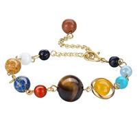 YOPI Natural Stone Beaded Bracelet - Eight Planets Jewelry with Volcanic Stone and Agate(Color8)
