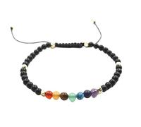 YOPI Natural Stone Crystal Round Beads Seven Stone Hand Woven Bracelet for Men and Women(Obsidian)