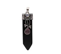 YOPI Natural Stone Flower Arrow Pendant Necklace - Amethyst Water Drop Arrow Design(Blackstone)