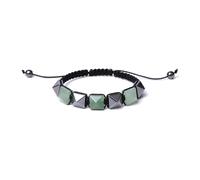 YOPI Natural Stone Hand Groove Spine Vertebral Bracelet - Crystal Seven-Vein Pyramid Woven Design(GreenEast)