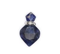 YOPI Natural Stone Heart-Shaped Faceted Aromatherapy Bottle with Rose Quartz and White Crystal Pendant - Perfect for Essential Oils and Home Decor(Blue Lace S)