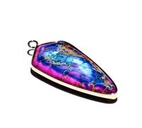 YOPI Natural Stone Shield Bullet Edge Pendant - Amethyst Lafite Pine Stone Hanging DIY Accessories(RedandBlue)