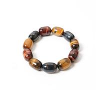 YOPI Natural Three-Color Tiger Eye Stone Barrel Bead Bracelet - Handmade Unisex Crystal Jewelry