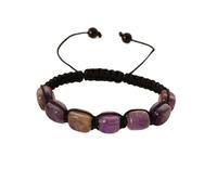 YOPI Natural Tiger Eye Stone Sugar Cube Bracelet - Hand-Woven Adjustable Rope Bracelet(Amethyst)