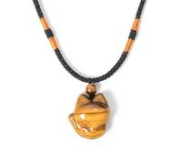 YOPI Natural Tiger's Eye Fox Pendant Necklace - Unique Crystal Jewelry for Animal Lovers
