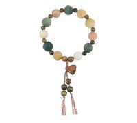 YOPI Natural White Jade Bodhi Root Bracelet with Lotus Carving - National Style Duobao Rich Flower Bracelet for Women(Brass)