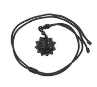 YOPI Obsidian Tiger Head Nine-Tailed Fox Animal Carving Rope Necklace - Unique Handcrafted Accessory(Sun)