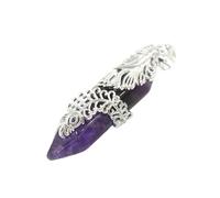YOPI Peacock Feather Hexagonal Column Large Crystal Pendant Ornaments - Elegant Home Decor(Amethyst)