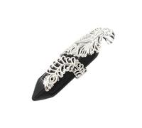 YOPI Peacock Feather Hexagonal Column Large Crystal Pendant Ornaments - Elegant Home Decor(Obsidian)