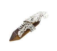 YOPI Peacock Feather Hexagonal Column Large Crystal Pendant Ornaments - Elegant Home Decor(TigerEyeStone)