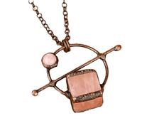 YOPI Retro Natural Powder Crystal Square Hand-Welded Pendant Necklace for Sweater Chain