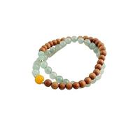 YOPI Sandalwood Dongling Jade Double Ring Bracelet - Elegant National Style Jade Jewelry(green)