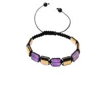 YOPI Square Natural Bronze Grey Woven Bracelet with Bluegrain Stone and White Crystal Map Stone for Men(Color12)