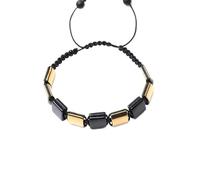 YOPI Square Natural Bronze Grey Woven Bracelet with Bluegrain Stone and White Crystal Map Stone for Men(Color9)