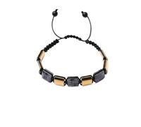 YOPI Square Natural Bronze Grey Woven Bracelet with Bluegrain Stone and White Crystal Map Stone for Men(Color13)