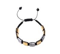 YOPI Square Natural Bronze Grey Woven Bracelet with Bluegrain Stone and White Crystal Map Stone for Men(Color5)