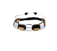 YOPI Square Natural Bronze Grey Woven Bracelet with Bluegrain Stone and White Crystal Map Stone for Men(Color10)