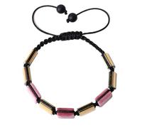 YOPI Square Natural Bronze Grey Woven Bracelet with Bluegrain Stone and White Crystal Map Stone for Men(Color2)