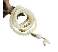 YOPI White Jade Bodhi Root Bracelet - 108 Beads Natural Gemstone Necklace for Meditation and Spirituality(Resincolorful)