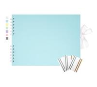 Yopih Blue Scrapbook Photo Book with 40 White Pages 29x21.5 cm DIY Album Set with Corner Stickers for Baby Shower Birthday Travelling Wedding