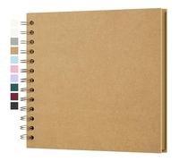 Yopih DIY Scrapbook Album 18x18 cm Hardcover Kraft Paper Scrap Book with 20 Sheets Memory Book for Family and Wedding Photography, Brown