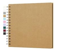Yopih DIY Scrapbook Album 20.5x20.5 cm Hardcover Kraft Paper Scrap Book with 20 Sheets Memory Book for Family and Wedding Photography, Brown