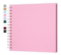 Yopih DIY Scrapbook Album 20.5x20.5 cm Hardcover Kraft Paper Scrap Book with 20 Sheets Memory Book for Family and Wedding Photography, Pink