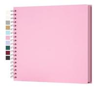 Yopih DIY Scrapbook Album 25.5x25.5 cm Hardcover Kraft Paper Scrap Book with 50 Sheets Memory Book for Family and Wedding Photography, Pink