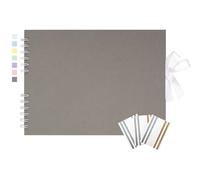 Yopih Grey Scrapbook Photo Book with 100 White Pages 29x21.5 cm DIY Album Set with Corner Stickers for Baby Shower Birthday Travelling Wedding