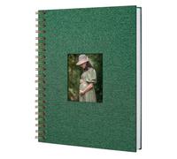 Yopih Scrapbook Photo Albums Linen Cover 28x20.5 cm Hardcover Kraft White Pages Memory Scrapbooking Book for Wedding Travel Baby Shower Guest Book, 40 Sheets/80 Pages, Dark Green