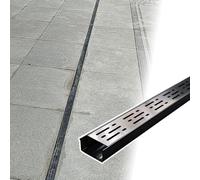 YOPIJA Black Slim Channel Drain with Grate, Narrow Indoor-Outdoor Trench Drainage Kit, Stainless Steel Floor Drain for Sidewalk Houseside Garage Garden(100x5x5cm/39.3x4.1x1.9in)