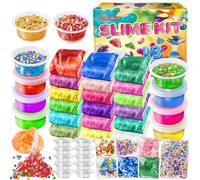 YOPINSAND 18 Pack DIY Slime Kit, Slime Making Kit for Girls, Premade Crystal Clear Slime with Add-ins, Foam Balls, Glitters, Slime Gift Toys for Kids 3-12