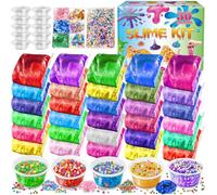 YOPINSAND 30 Pack DIY Slime Kit, Slime Making Kit for Girls, Premade Crystal Clear Slime with Add-ins, Foam Balls, Glitters, Slime Gift Toys for Kids 3-12
