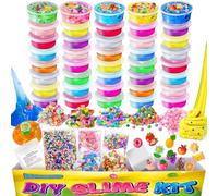 YOPINSAND 40 Cups DIY Slime Kit, Slime Making Kit for Girls, Glow in The Dark, Crystal Clear Slime with Add-ins, Foam Balls, Charms, Party Favors Gift Toys for Kids 3-12