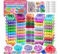 YOPINSAND 50 Pack Slime Kit for Girls Boys, DIY Slime Making Kit for Kids, Premade Crystal Clear Slime with Add-ins, Party Favors Gift Toys for Kids
