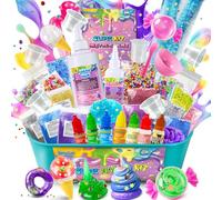 YOPINSAND DIY Slime Kit, Galaxy & Glow in The Dark Slime Making Kit for Kids 3-12, Butter & Cloud Slime Kit with Add-ins, Foam Balls, Charms, Glitters, Gift Toys for Boys Girls