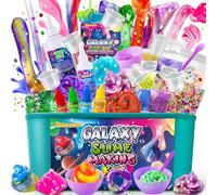 YOPINSAND DIY Slime Kit, Galaxy Slime Making Kit for Girls, Glow in The Dark Slime with Add-ins, Foam Balls, Charms, Glitters, Party Favors Gift Toys for Kids 6-12