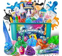 YOPINSAND Monster Slime Kit, Galaxy & Glow in The Dark Slime Making Kit for Girls Boys 6-12, DIY Slime Kit with Add-ins, Foam Balls, Charms, Glitters, Slime Toys for Kids