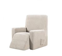 YOPOIY 1 Pieces Premium Water Repellent Recliner Slipcover Stretch Jacquard Fabric Small Checks Recliner Chair Cover with Pockets -light beige-