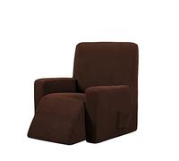 YOPOIY 1 Pieces Premium Water Repellent Recliner Slipcover Stretch Jacquard Fabric Small Checks Recliner Chair Cover with Pockets -dark brown-
