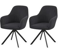 YOPOIY Curved Back Dining Chair Covers Set of 6 4 2, Stretch Armchair Covers for Dining Chairs with Arms, Mid Century Modern Accent Chair Slipcovers (black,2 PCS)