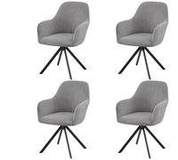 YOPOIY Curved Back Dining Chair Covers Set of 6 4 2, Stretch Armchair Covers for Dining Chairs with Arms, Mid Century Modern Accent Chair Slipcovers (Light gray,4 PCS)