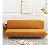 YOPOIY Folding Sofa Bed Cover Stretch Futon Slipcover with Elastic Bottom Solid Color Thicken Couch Cover Removable Full Coverage Futon Cover -camel-160-190cm