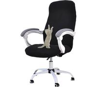 YOPOIY Office Chair Cover Cat Scratch Proof, Stretch Desk Chair Cover Soft with Zipper Computer Chair Cover Washable Rotating Chair Slipcover (black,Medium)