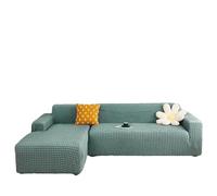 YOPOIY Sectional Couch Covers Seersucker, 2 Pieces L Shaped Sofa Slipcovers Soft Stretch Couch Cover for Left/Right Chaise Cover for Pets Living Room (green,4+2 Seat)