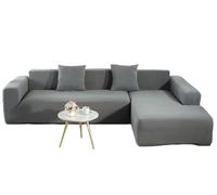 YOPOIY Sectional Couch Covers with Free 2 Pillowcases, Stretch L Shape Sofa Covers 2 Pieces Sectional Slipcovers Soft Washable Pet Furniture Protector (Light gray,2+2 Seat)