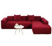 YOPOIY Sectional Couch Covers with Free 2 Pillowcases, Stretch L Shape Sofa Covers 2 Pieces Sectional Slipcovers Soft Washable Pet Furniture Protector (burgundy,4+3 Seat)